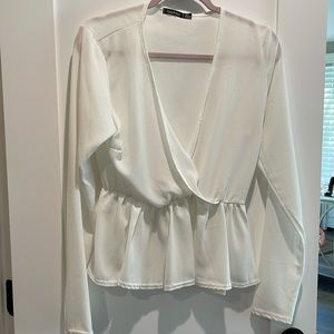 Boohoo White Peplum Blouse